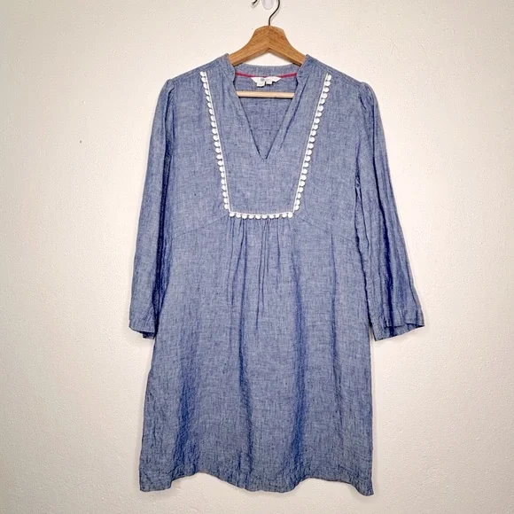 Boden Evangeline Pure Linen Tunic Dress Blue Size 2 Regular EUC - Picture 4 of 8